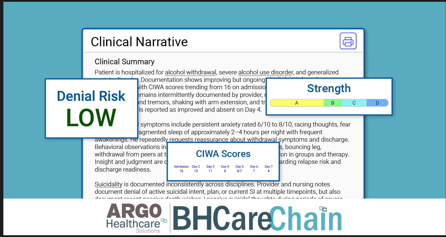 ARGO Enhances Behavioral Health CareChain clinical narrative summary